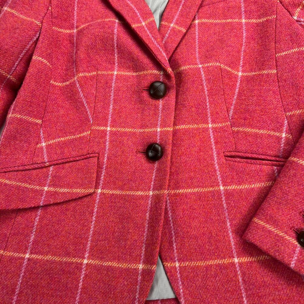 Talbots Aberdeen Shetland Wool Blend Blazer Pink Windowpane Size 4P - Picture 6 of 13